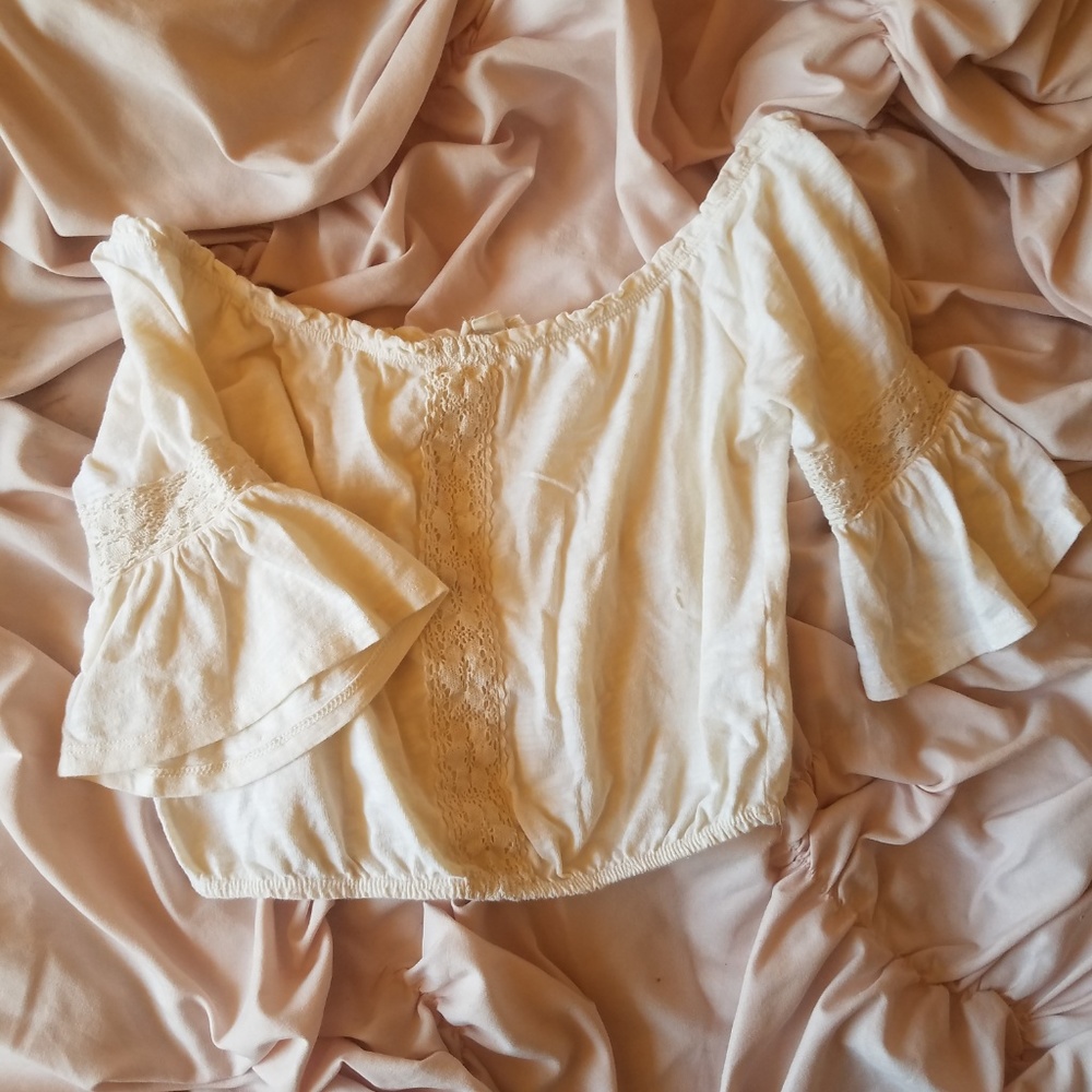 Lightweight Boho Boatneck Blouse in Cream